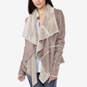 Love stitch faux shearling jacket